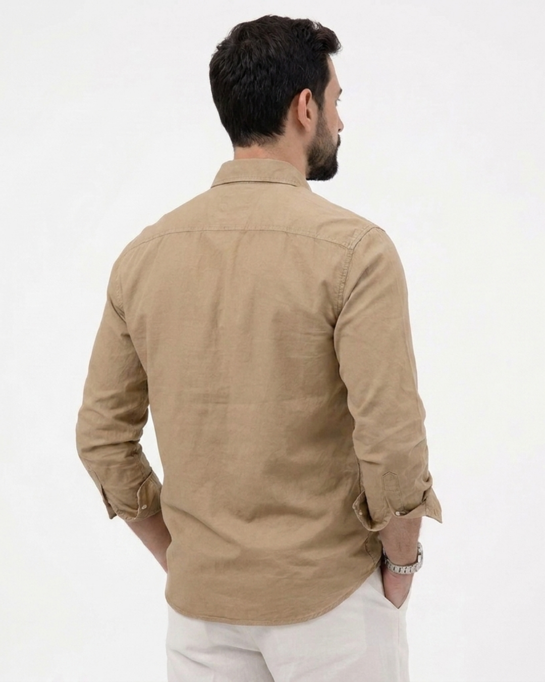 Chemise Homme Manches Longues Poches Poitrine Coupe Ajustée