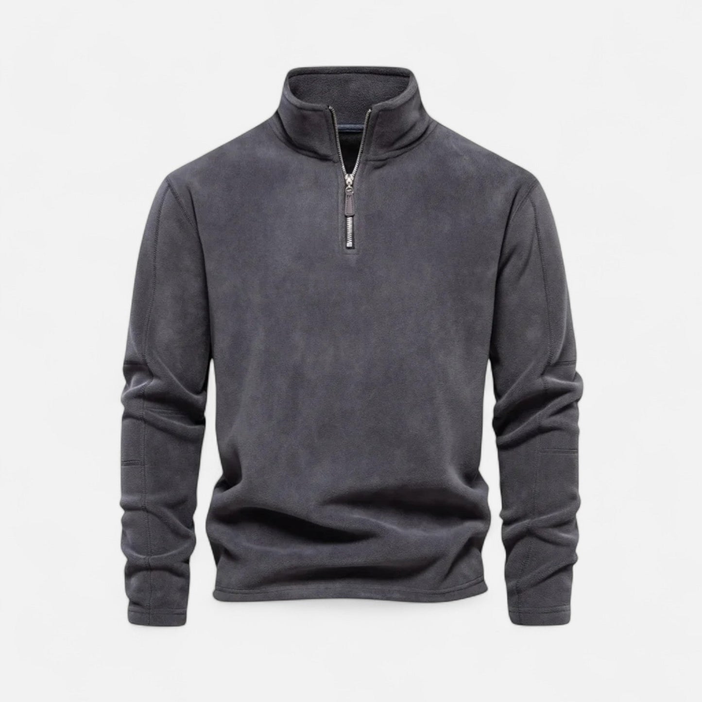 pull polaire homme demi-zip gris, vue de face