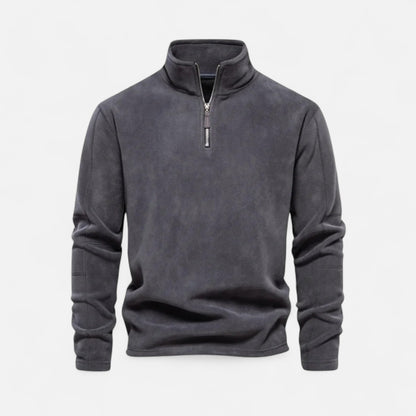pull polaire homme demi-zip gris, vue de face