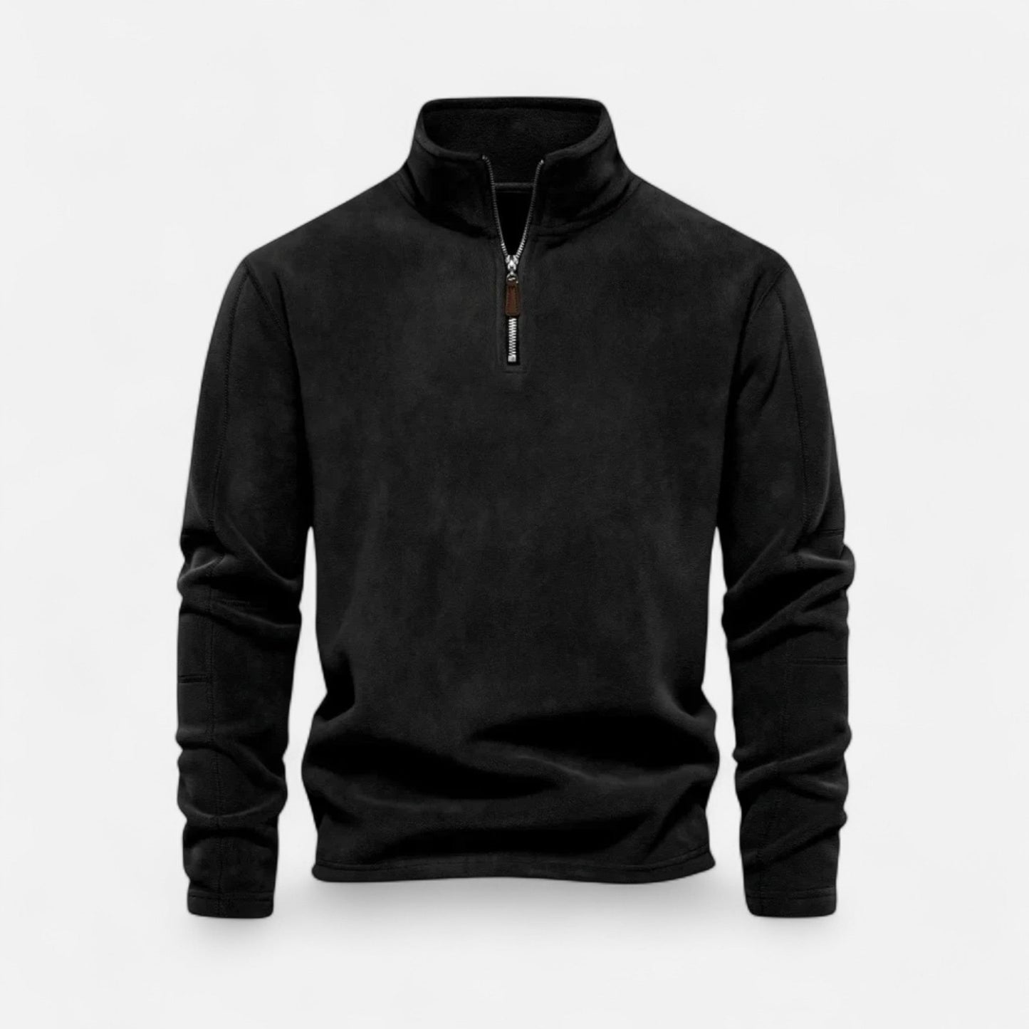 pull polaire homme demi-zip noir, vue de face