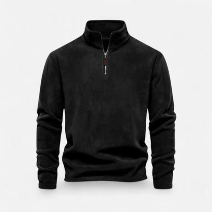 pull polaire homme demi-zip noir, vue de face