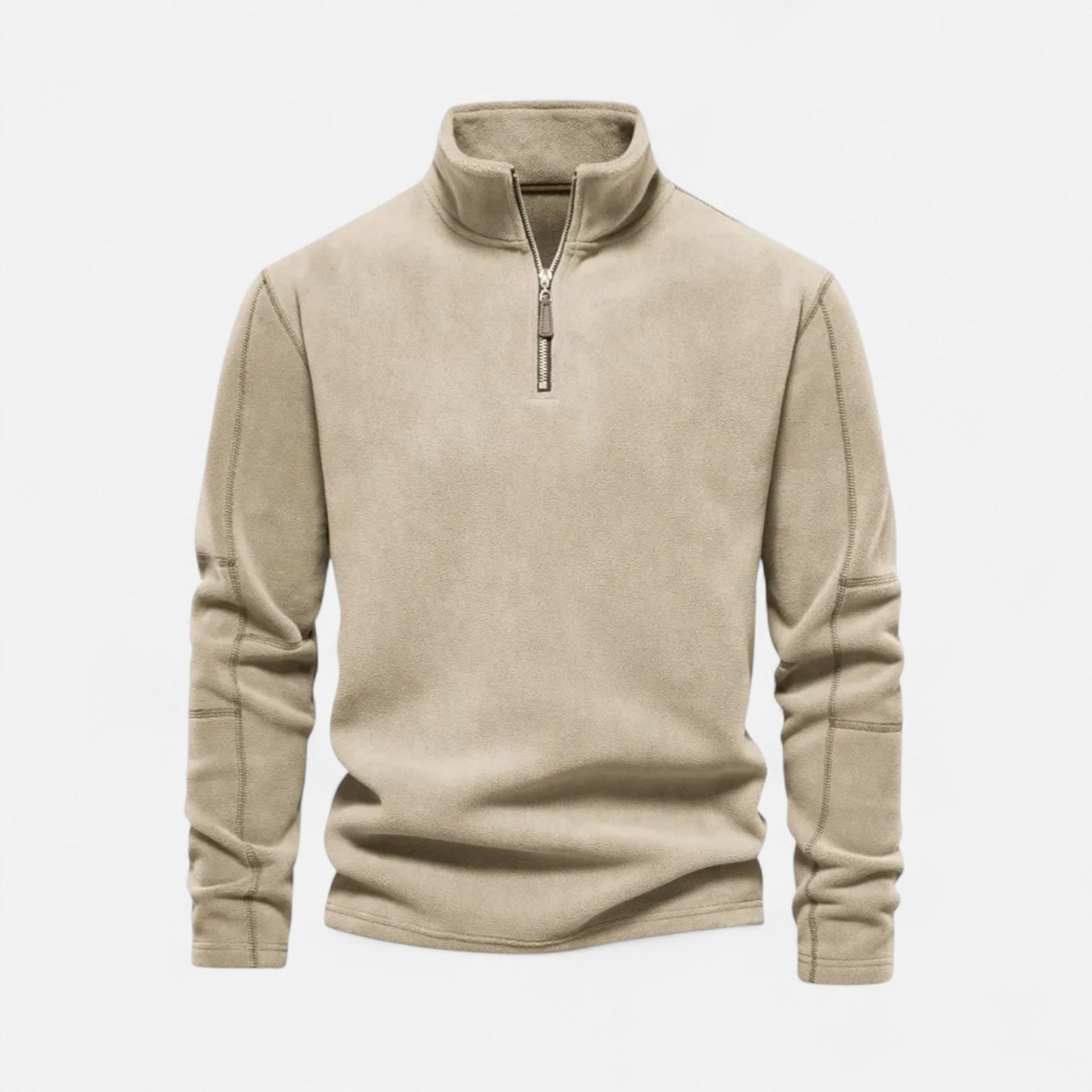 pull polaire homme demi-zip beige, vue de face