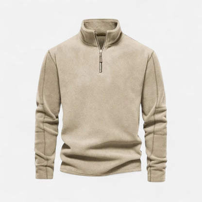 pull polaire homme demi-zip beige, vue de face