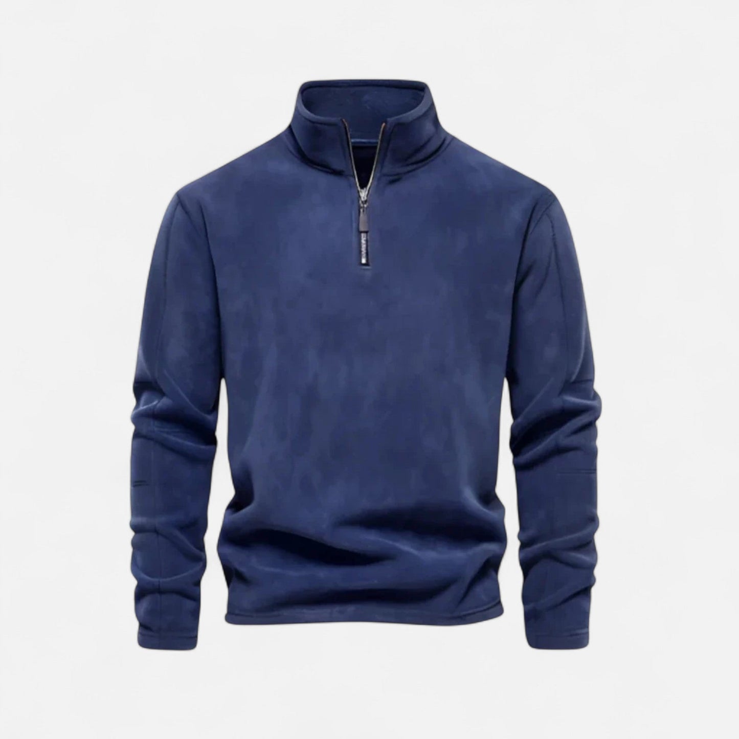 pull polaire homme demi-zip bleu marine, vue de face