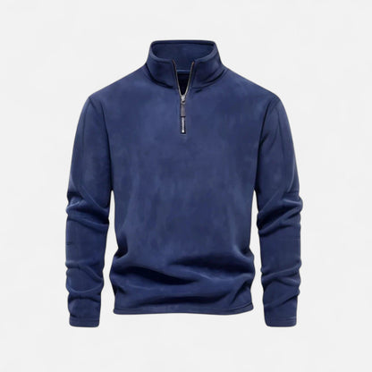 pull polaire homme demi-zip bleu marine, vue de face