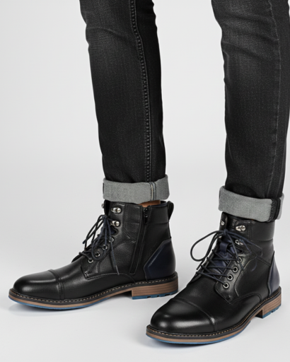 Bottines Montantes pour Homme – Laçage Habillé & Fermeture Zippée Latérale