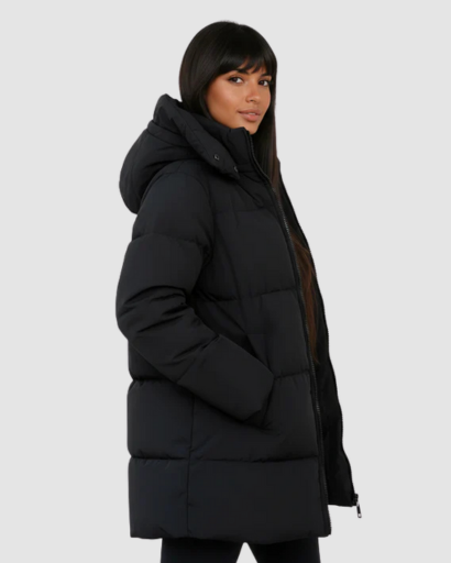 Doudoune longue noire femme