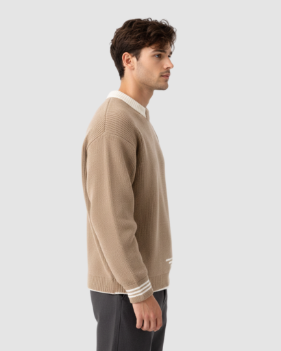 Pull Oversize en Maille pour Homme – Détails Contrastés et Look Décontracté