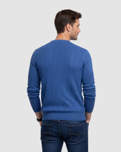 Pull Homme Maille Torsadée – Pull Classique Col Rond Style Polo