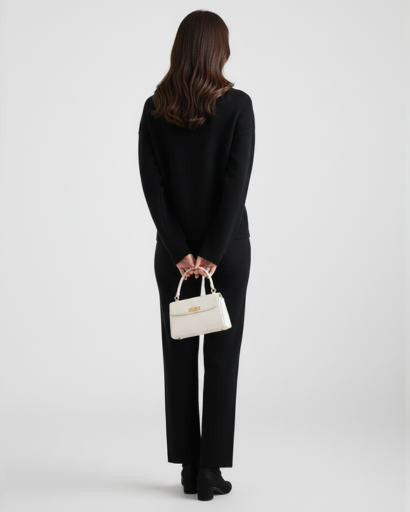 Ensemble Deux Pièces Femme – Pull Col Polo & Pantalon Évasé – Élégance Décontractée