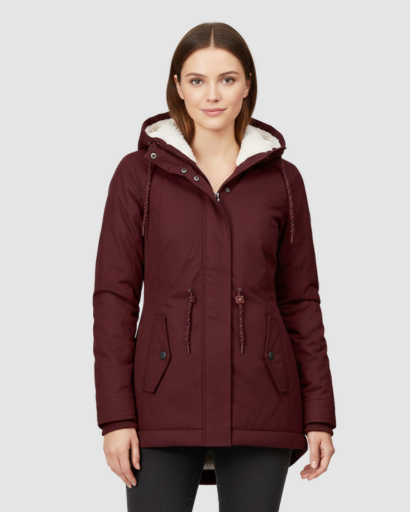 Manteau Hiver Femme Capuche Doublure Fleece – vue portee