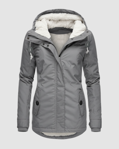 Manteau Hiver Femme Capuche Doublure Fleece – detail de la matiere
