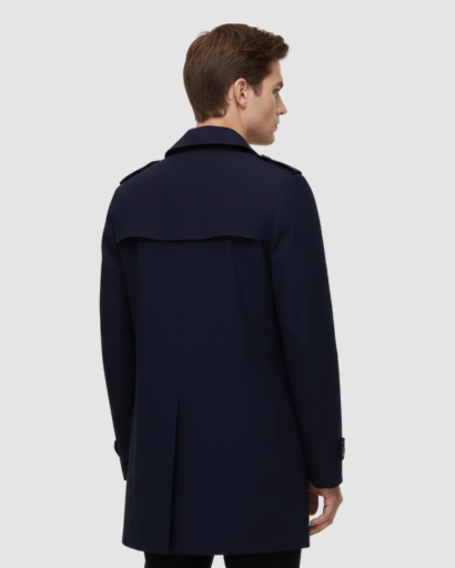 Trench Coat Homme Classique – Coupe Mi-Longue, Double Boutonnage & Détails Épaules