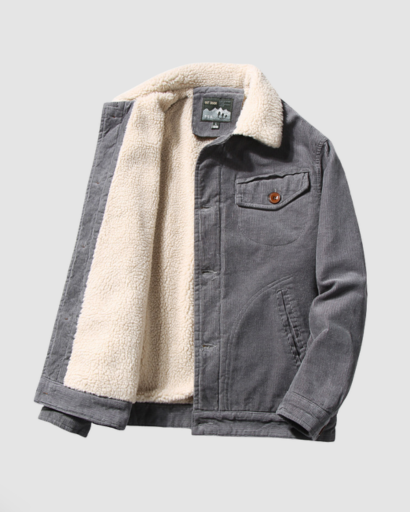 Veste en velours côtelé doublée sherpa pour homme