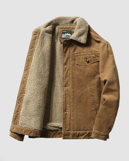 Veste en velours côtelé doublée sherpa pour homme