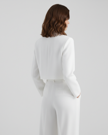 Ensemble Tailleur Cropped Veste à Poches Cargo et Pantalon à Pinces