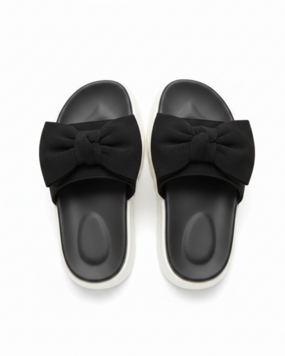 Sandales Claquettes à Plateforme avec Nœud Papillon et Semelle Crantée Épaisse