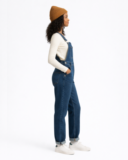 Salopette en Jean Coupe Droite avec Poche Bavette