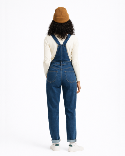 Salopette en Jean Coupe Droite avec Poche Bavette