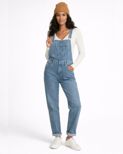 Salopette en Jean Coupe Droite avec Poche Bavette
