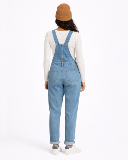 Salopette en Jean Coupe Droite avec Poche Bavette