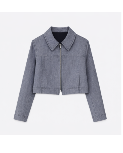 Ensemble femme veste zippée courte et pantalon droit taille haute