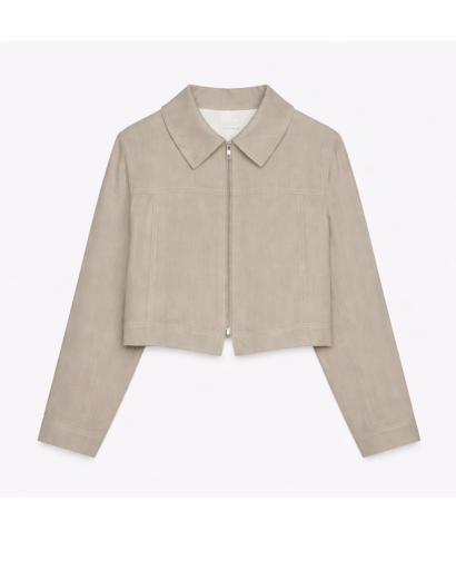 Ensemble femme veste zippée courte et pantalon droit taille haute