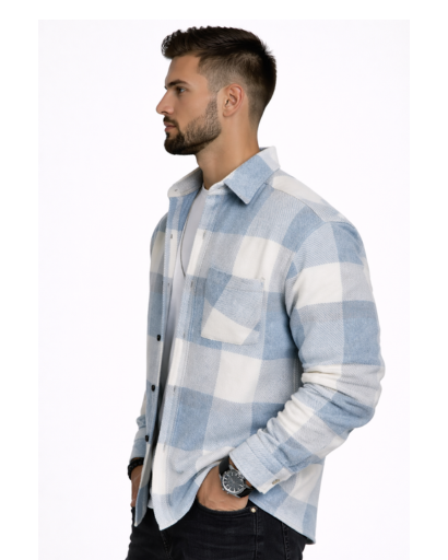 Chemise homme à carreaux coupe droite avec poche poitrine
