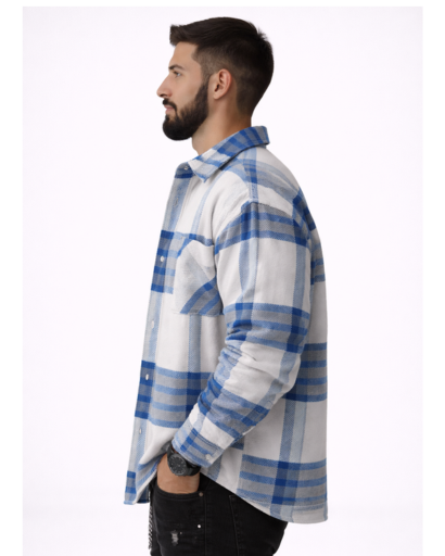 Chemise homme à carreaux coupe droite avec poche poitrine