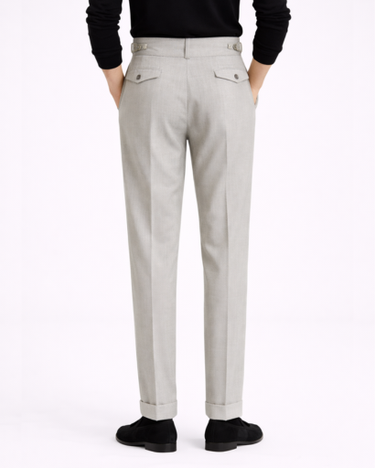 Pantalon Homme Plissé Coupe Droite avec Poches Boutonnées