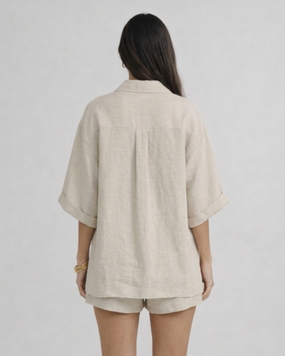 Ensemble femme chemise ample et short taille haute fluide