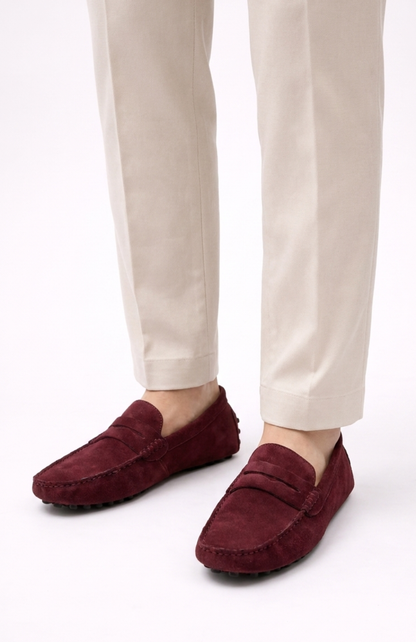 Mocassins homme en suédine coupe classique à enfiler – vue 6