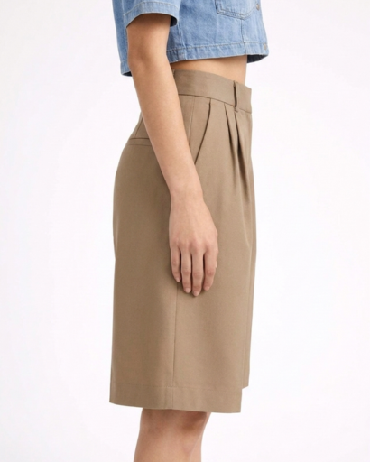 Short tailleur femme taille haute coupe large à pinces – vue 6