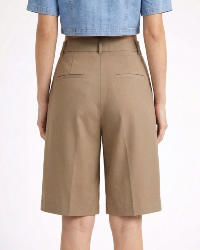 Short tailleur femme taille haute coupe large à pinces – vue 10