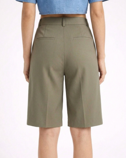 Short tailleur femme taille haute coupe large à pinces – vue 11