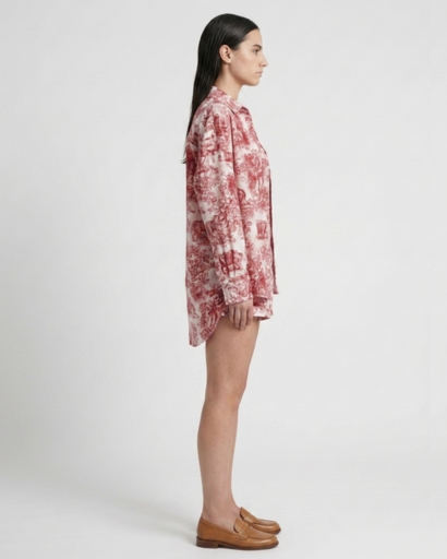 Ensemble Femme 3 Pièces Imprimé Floral – Chemise, Top et Short Été