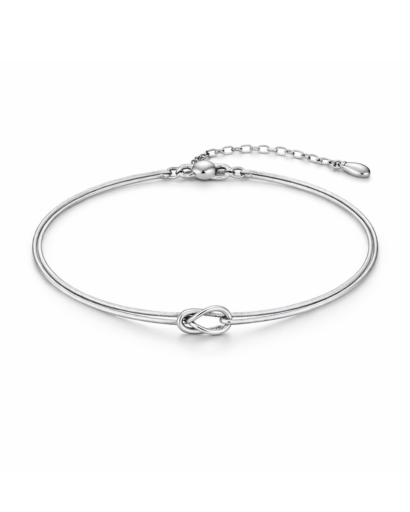 Bracelet minimaliste à double chaîne avec nœud central et fermoir coulissant