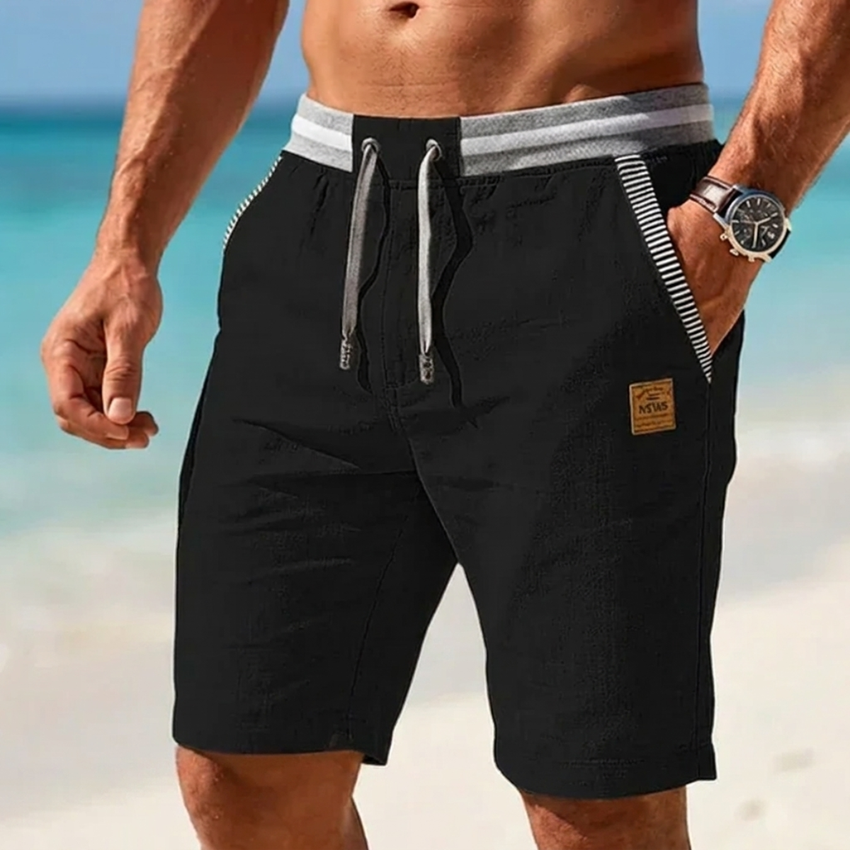 Short en lin homme, vue arrière