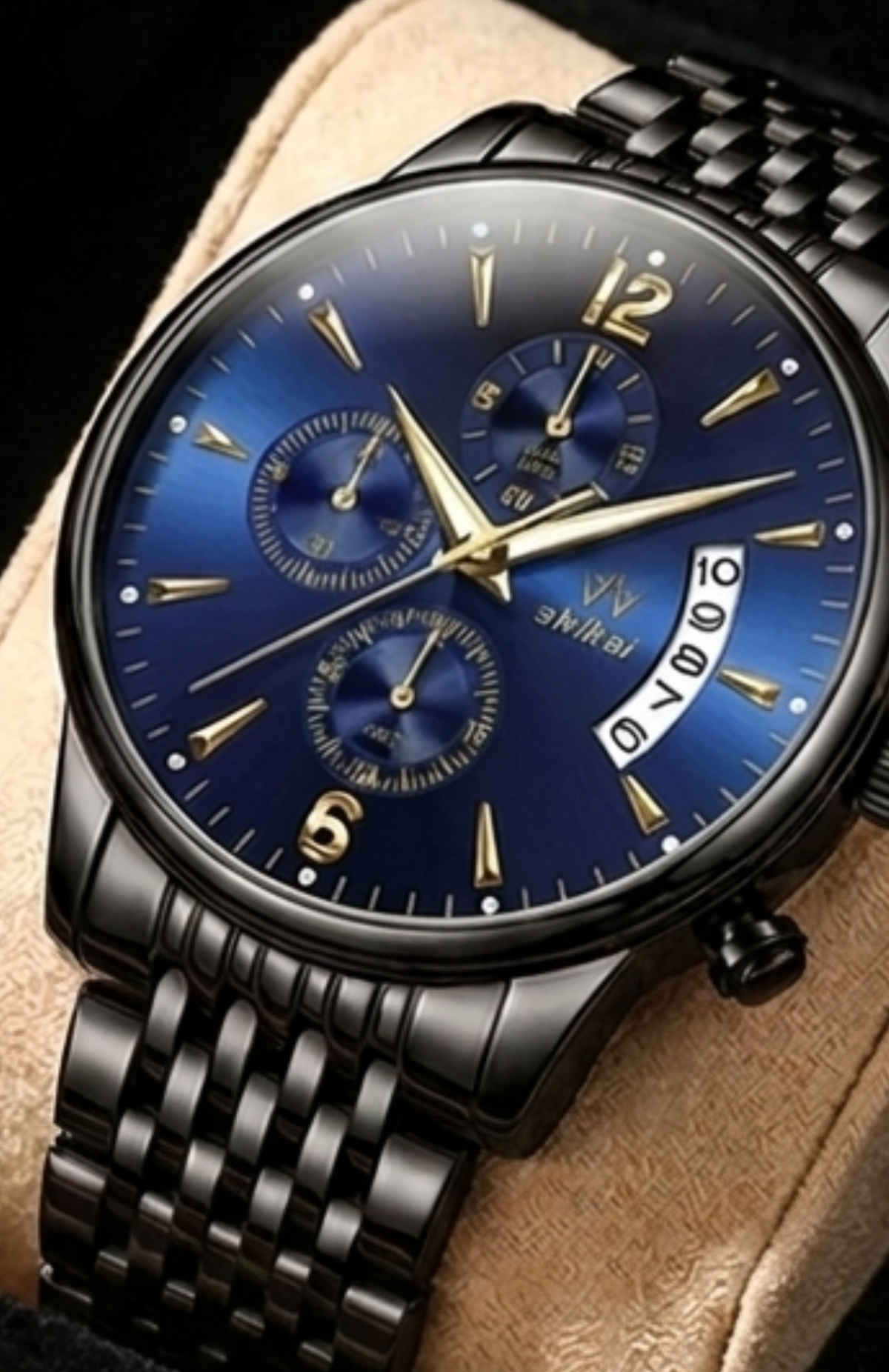 Montre homme vue de dos, fermoir à boucle déployante