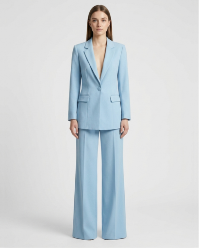 Tailleur Femme Palazzo – Blazer Cintré & Pantalon Large Fluide | Élégance Bureau & Invitée de Mariage