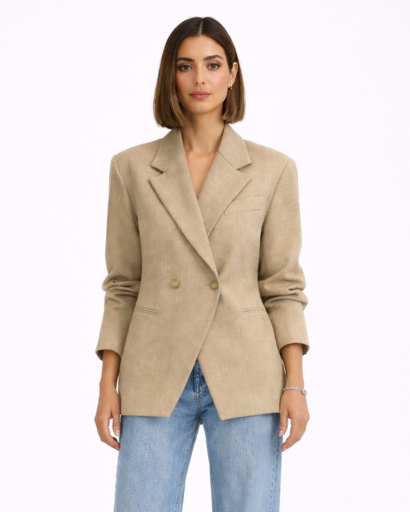 Blazer Femme Double Boutonnage Col Tailleur Structuré
