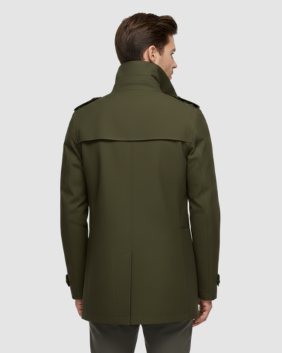Trench Coat Homme Classique – Coupe Mi-Longue, Double Boutonnage & Détails Épaules