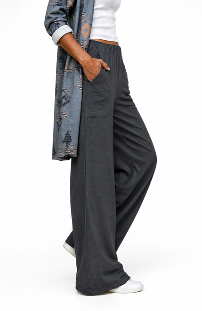 Pantalon Femme Large Taille Élastique avec Poches