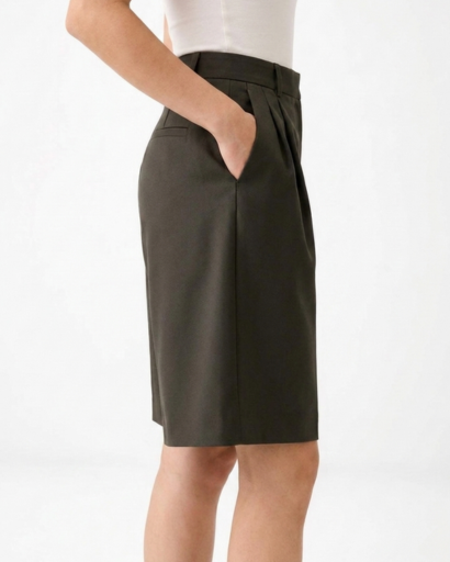 Short tailleur femme taille haute coupe large à pinces – vue 8