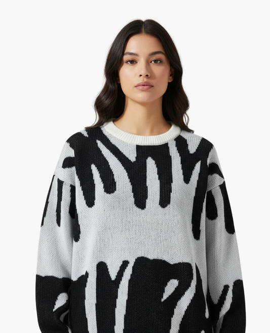 Pull Femme Jacquard à Col Rond | Élégance Texturée et Chaleur Saisonnière