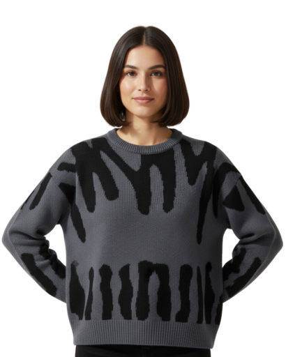 Pull Femme Jacquard Col Rond – Élégance Texturée & Chaleur | Style Automne Hiver