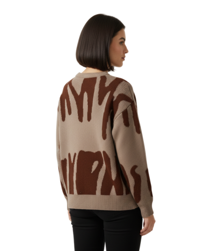 Pull Femme Jacquard Col Rond – Élégance Texturée & Chaleur | Style Automne Hiver