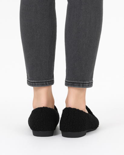 Mocassins Douillets en Laine Bouclée pour Femme