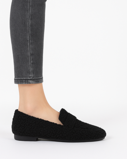 Mocassins Douillets en Laine Bouclée pour Femme