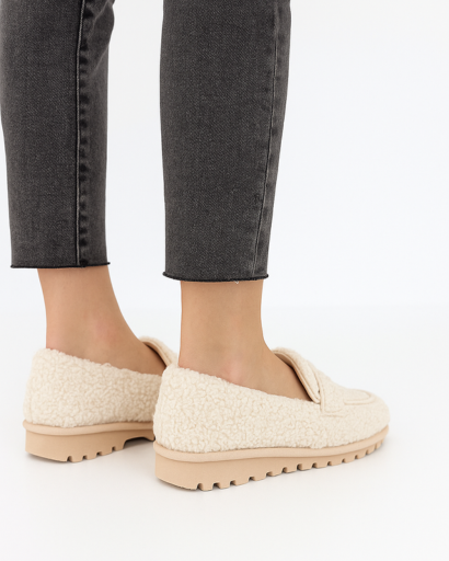 Mocassins Douillets en Laine Bouclée pour Femme